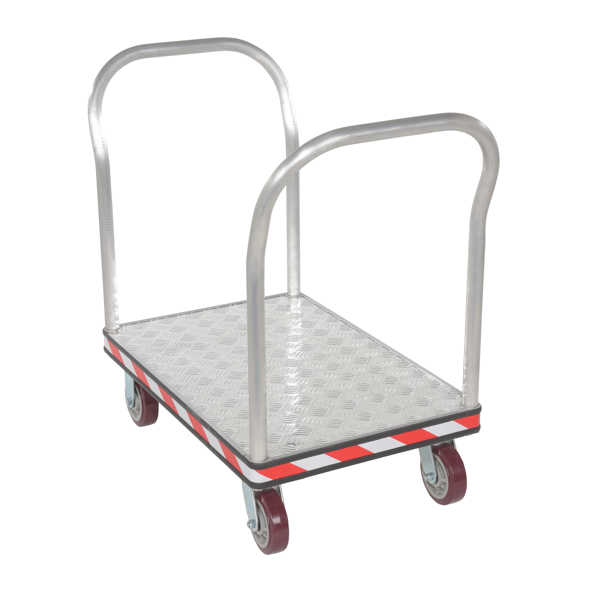 Vestil Aluminum Tread Plate Platform Truck - 24in. x 36in., 3000-Lb. Capacity, Non-Marking Rubber Protective Buffer, Model# ATP-C-2436-2HDL